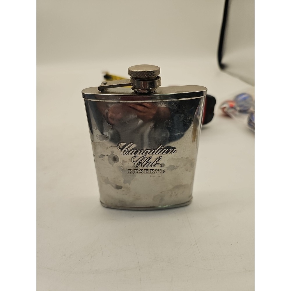 Canadian Club Reserve Flask Stainless‎ Steel Hip Flask Flask Vintage